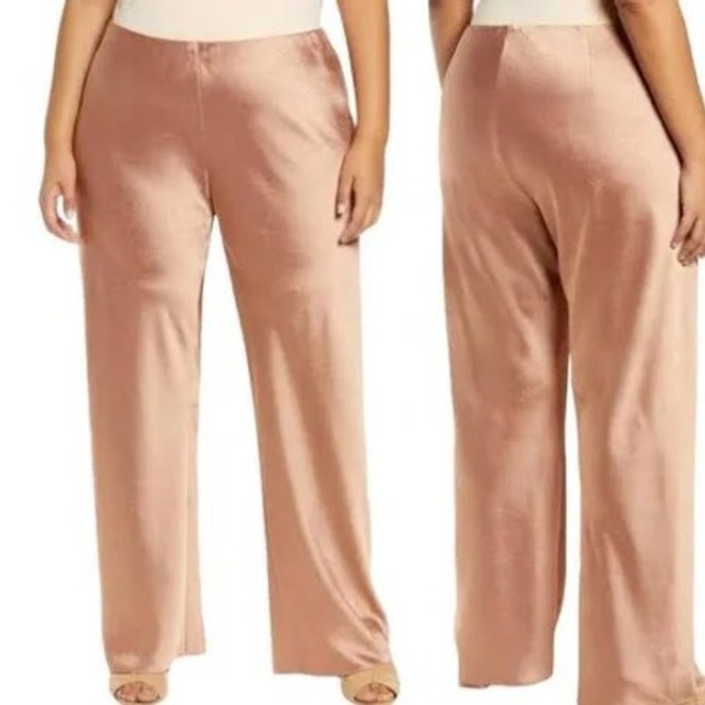 NWT Vince Satin Bias Pants‎ in Terra Rose Plus Size 2X Quiet Luxury Classic